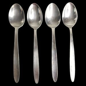 Lot of 4 Teaspoon Englishtown ENS2 Stainless Glossy Flatware 6 1/4" Spoon Plain